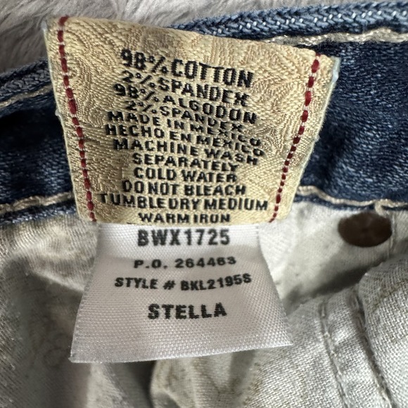 BKE Jeans Womens 26S Stella Blue Slim Bootcut Stretch Whiskered Distressed Y2K - Picture 5 of 16
